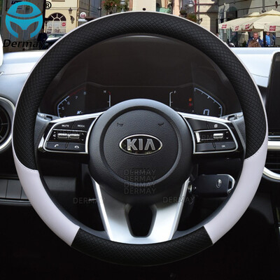 100% piele marca DERMAY husa volan auto pentru Kia Rio 2 3 4 X Line Kombi Sedan Accesorii auto Interior