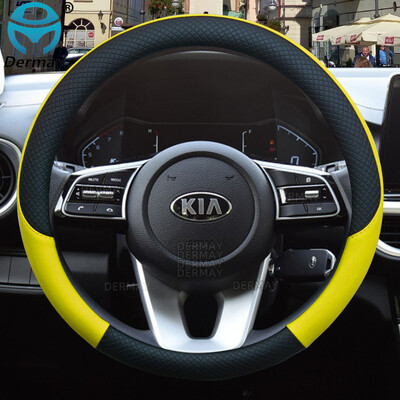 100% piele marca DERMAY husa volan auto pentru Kia Rio 2 3 4 X Line Kombi Sedan Accesorii auto Interior