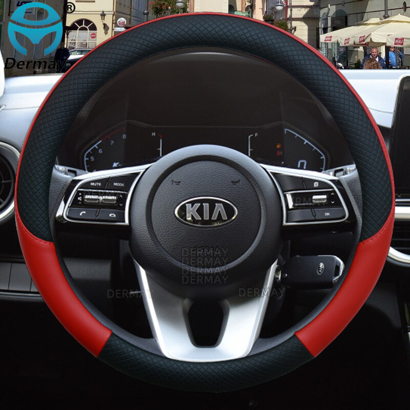 100% piele marca DERMAY husa volan auto pentru Kia Rio 2 3 4 X Line Kombi Sedan Accesorii auto Interior