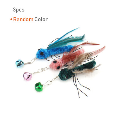 3db plüss mesterséges rovaros macskajáték kiegészítők Cserefej macska vicces kötekedő bot interaktív pálca toll poloska kisállatjáték