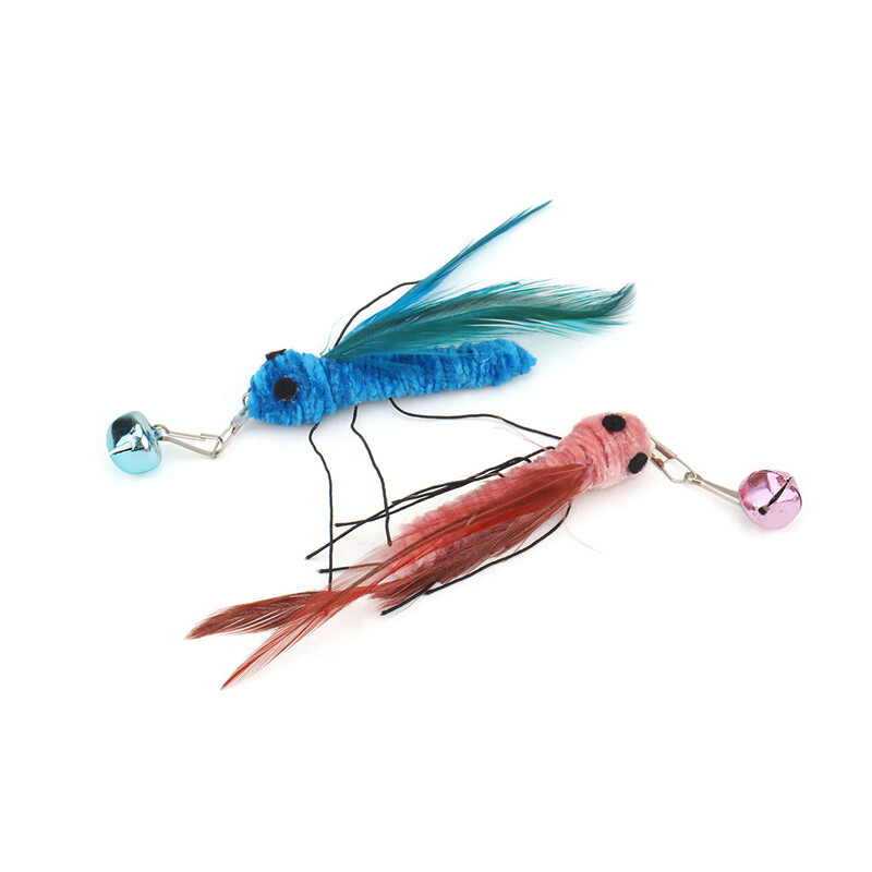 3db plüss mesterséges rovaros macskajáték kiegészítők Cserefej macska vicces kötekedő bot interaktív pálca toll poloska kisállatjáték