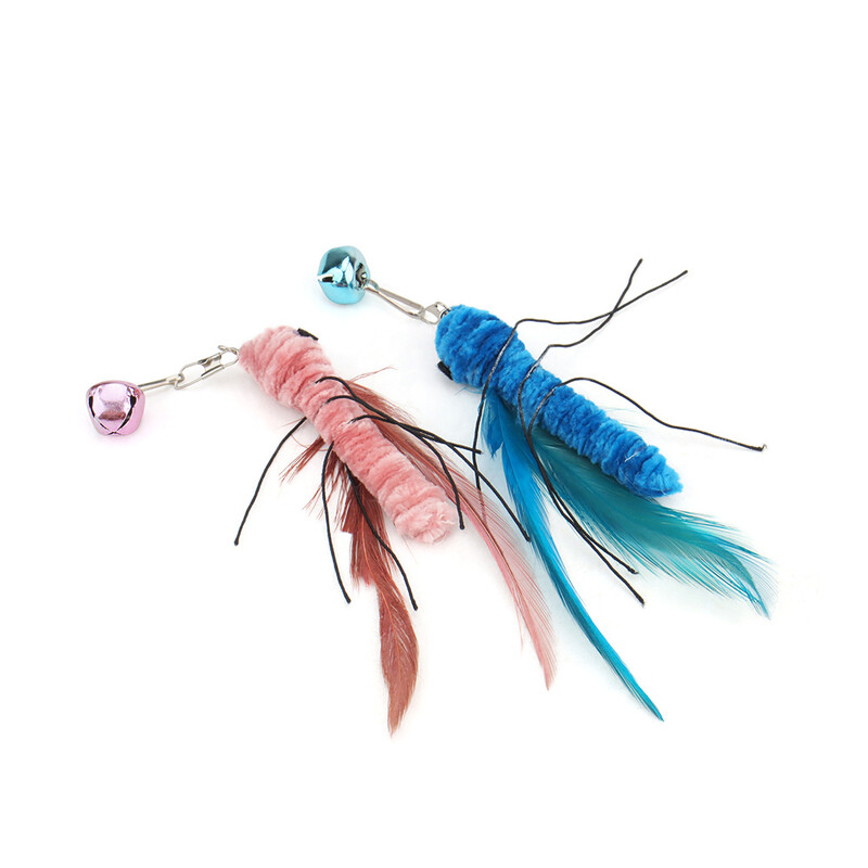 3db plüss mesterséges rovaros macskajáték kiegészítők Cserefej macska vicces kötekedő bot interaktív pálca toll poloska kisállatjáték