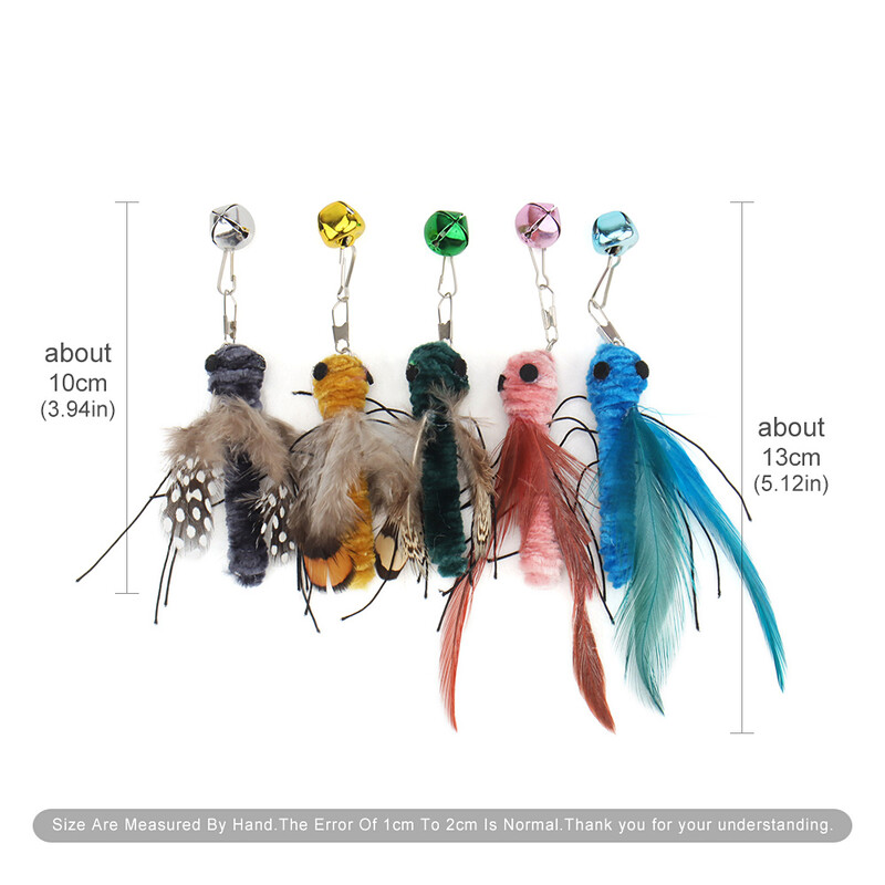 3db plüss mesterséges rovaros macskajáték kiegészítők Cserefej macska vicces kötekedő bot interaktív pálca toll poloska kisállatjáték