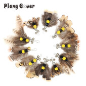 5 vnt / 10 vnt Dirbtinių vabzdžių katės lazdelės priedai Rudos plunksnos pakaitinės galvos kačiuko naminių gyvūnėlių žaislų lazdelė