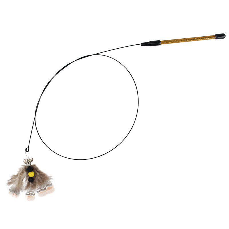 5 vnt / 10 vnt Dirbtinių vabzdžių katės lazdelės priedai Rudos plunksnos pakaitinės galvos kačiuko naminių gyvūnėlių žaislų lazdelė