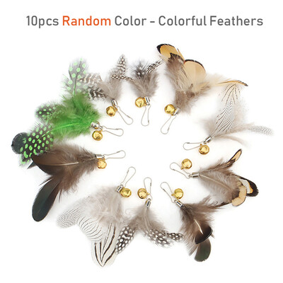 10 buc Jucărie pentru pisici cu pene scurte DIY Înlocuiește pisica Teaser Stick Accesorii pentru jucărie pentru animale de companie