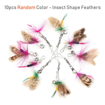 10 buc Jucărie pentru pisici cu pene scurte DIY Înlocuiește pisica Teaser Stick Accesorii pentru jucărie pentru animale de companie