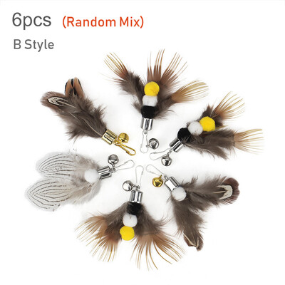 6 vnt. pakaitinė galvutė su imituota vabzdžių plunksna, juokinga naminių kačių žaislas