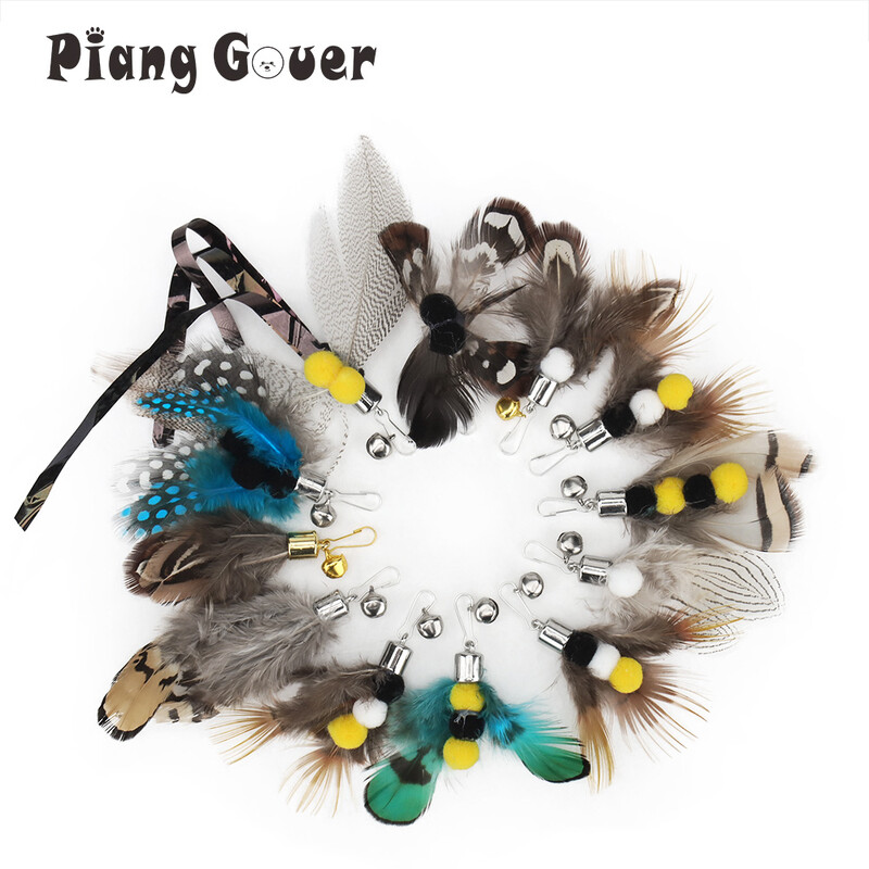 6 vnt. pakaitinė galvutė su imituota vabzdžių plunksna, juokinga naminių kačių žaislas