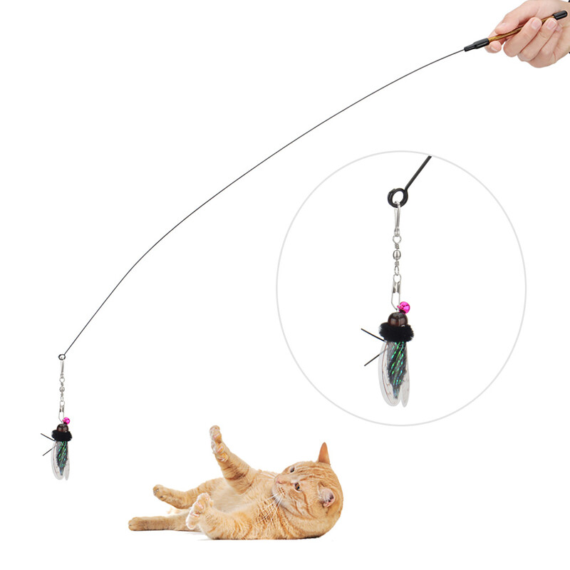 1 vnt / 3 vnt. imituoti vabzdžių muselių kačių lazdelės pakaitiniai priedai Juokingi kačių lazdelių erzinimo žaislai naminiams gyvūnėliams