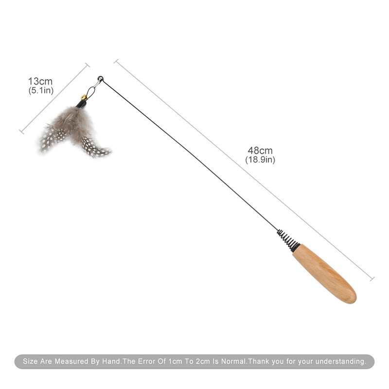 Spring Cat Teaser Stick Feather Wood Maner Jucărie pentru pisici Elastic Spring Pet Toy