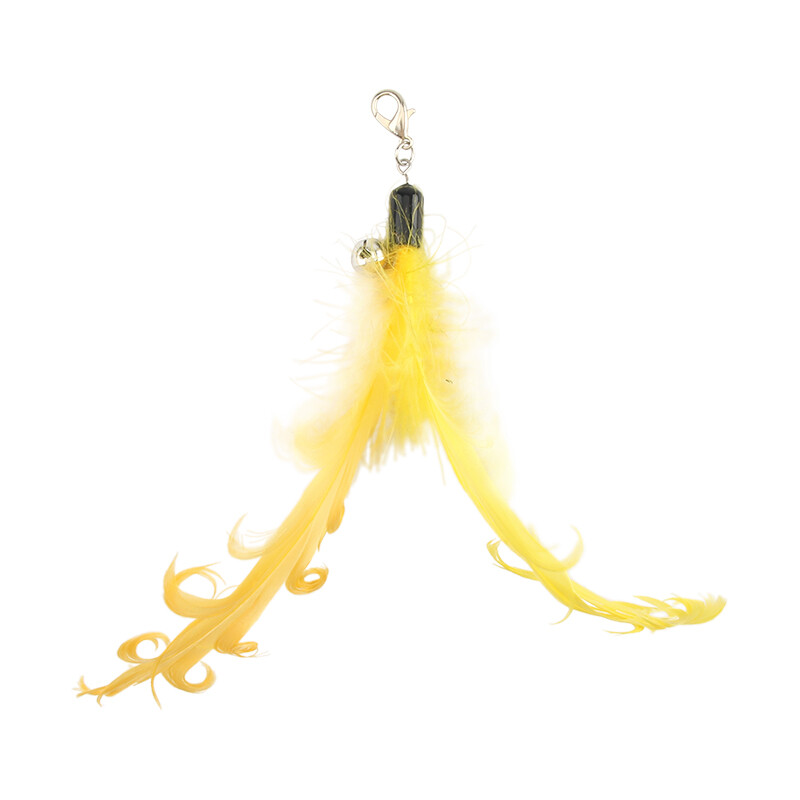 5 vnt Žalios spalvos kačių žaislas su geltonomis plunksnomis kačių erzintuvas, pakeičiantis naminių gyvūnėlių žaislų priedus