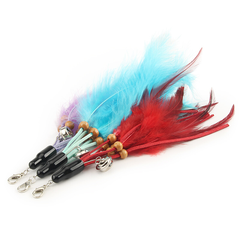 3 vnt raudonų kutų plunksnų kačių žaislas „pasidaryk pats“ Juokingos katės lazdelės pakaitiniai žaislų priedai