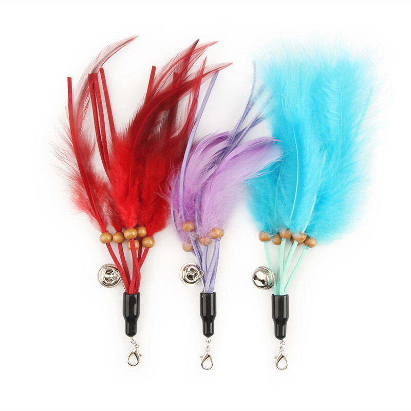 3 vnt raudonų kutų plunksnų kačių žaislas „pasidaryk pats“ Juokingos katės lazdelės pakaitiniai žaislų priedai