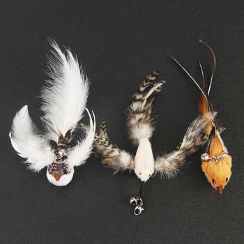 2PCS Fake Bird Accessories ofF Funny Cat Stick Feather Cat Toy Cat Teaser Stick Направи си сам играчка за домашни любимци