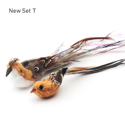 2 vnt. juokingų kačių lazdelių, plunksnų kačių žaislų, padirbtų paukščių priedai.