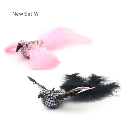 2 vnt. juokingų kačių lazdelių, plunksnų kačių žaislų, padirbtų paukščių priedai.