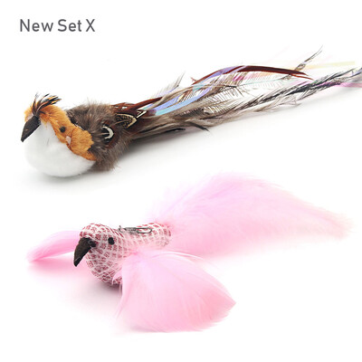 2 vnt. juokingų kačių lazdelių, plunksnų kačių žaislų, padirbtų paukščių priedai.