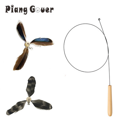 Leopard Înlocuiește Accesorii Poliester/Pene Jucărie pentru pisici Băț amuzant Pisică Rotitoare Jucărie pentru animale de companie