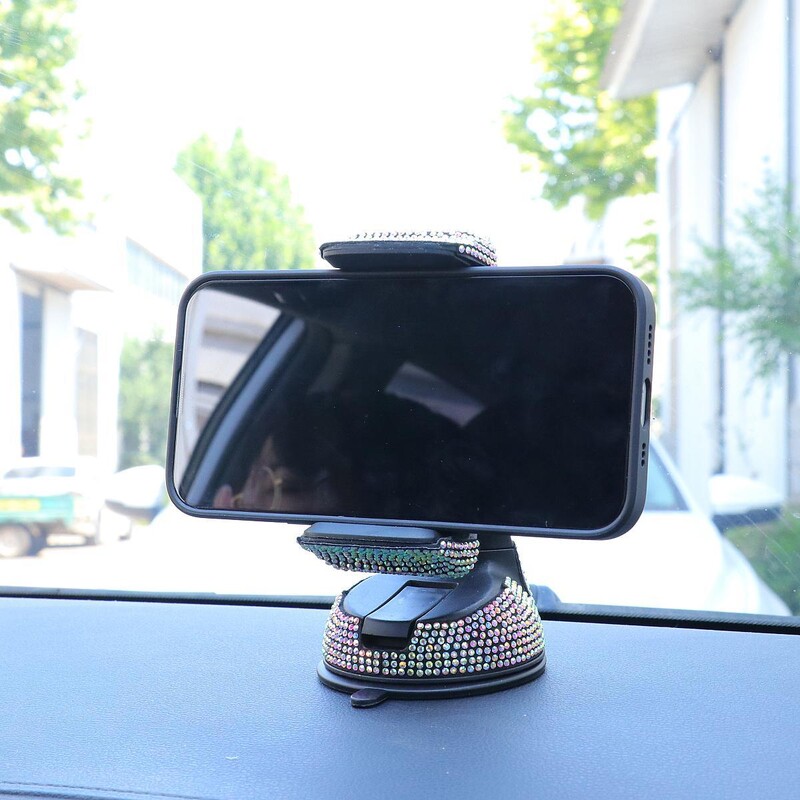 1vnt Kalnų krištolinio akmens automobilio telefono laikiklis Patvari stilinga konstrukcija saugiam vairavimui 360° sukimui ir prietaisų skydelio siurbimo taurelės laikiklis!