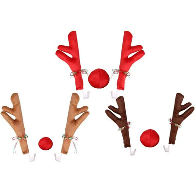 Rénszarvas dekoráció Elk agancs autós jármű orr kürt jelmez dekor szett Rudolph karácsonyi rénszarvas agancs piros orr díszek 1 db