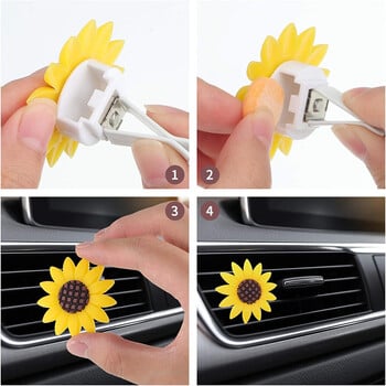 2 τμχ Sunflower Air Vent Clip Αποσμητικό αυτοκινήτου Χαριτωμένα αξεσουάρ αυτοκινήτου Sunflowers Girasoles Κλιπ αυτοκινήτου Διακοσμήσεις εσωτερικού αεραγωγού