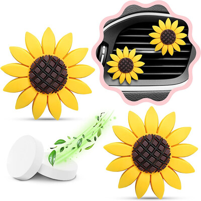 2 τμχ Sunflower Air Vent Clip Αποσμητικό αυτοκινήτου Χαριτωμένα αξεσουάρ αυτοκινήτου Sunflowers Girasoles Κλιπ αυτοκινήτου Διακοσμήσεις εσωτερικού αεραγωγού