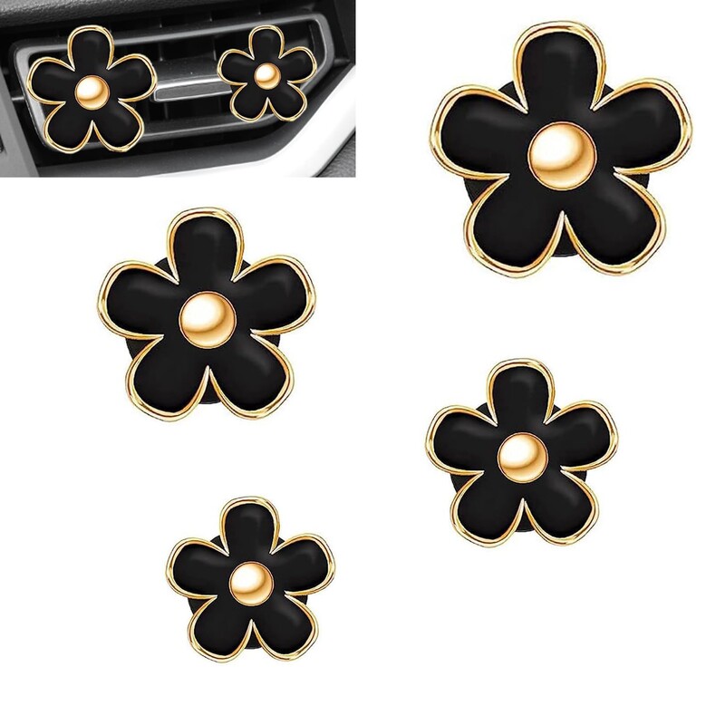 Automobilio ventiliacijos segtukas Red Daisy flower Automobilinis oro gaiviklio segtukas Oro kondicionieriaus lizdo spaustukas automobilio salono apdailos priedams (4 dydžiai)