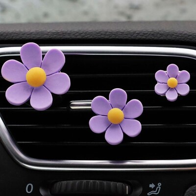 3 vnt. / rinkinys Penkių žiedlapių gėlių automobilių kvepalų dekoratyvinis segtukas Daisy automobilio oro kondicionieriaus išleidimo spaustukas Daisy kvapus laikiklis