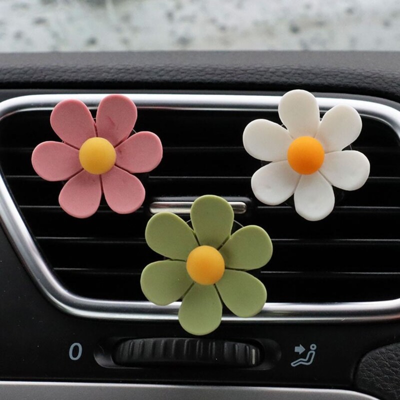 3 vnt. / rinkinys Penkių žiedlapių gėlių automobilių kvepalų dekoratyvinis segtukas Daisy automobilio oro kondicionieriaus išleidimo spaustukas Daisy kvapus laikiklis