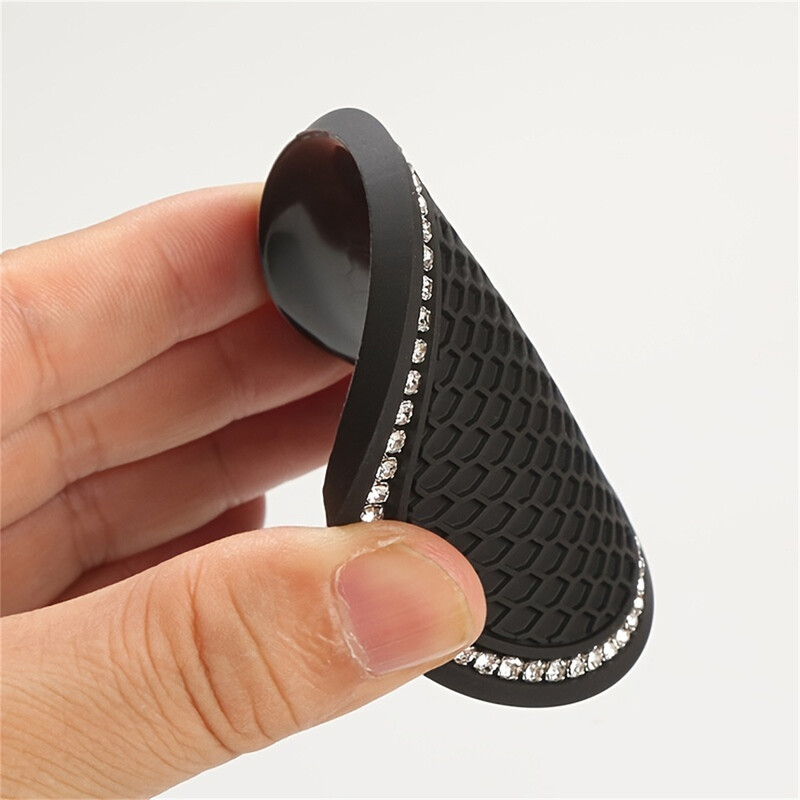 2 bucăți sub formă de grilă rotundă sub formă de subțire pentru mașină, cauciuc moale, diamant artificial, antiderapant, suport creativ pentru pahare, subțire, accesorii pentru mașină, ușor de C