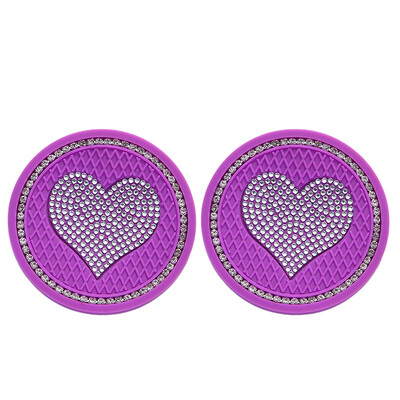 2 vnt Širdies formos automobilio deimantinis padėkliukas vandens puodelio lizdo neslystantis kilimėlis Silicio dioksido padėkliukų puodelių laikiklio kilimėlis Automobilių vidaus apdailos priedai