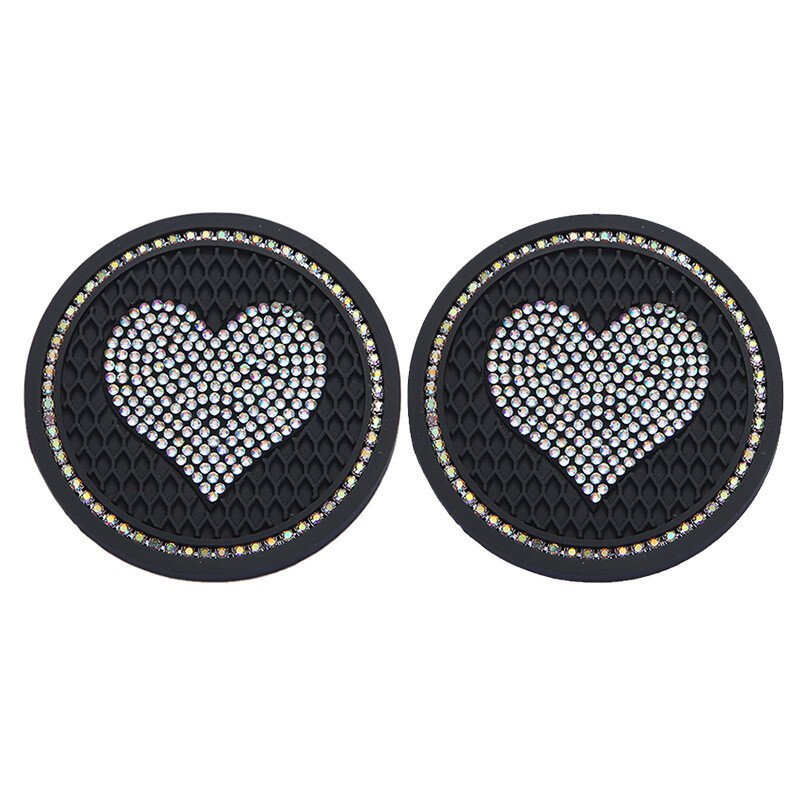 2 vnt Širdies formos automobilio deimantinis padėkliukas vandens puodelio lizdo neslystantis kilimėlis Silicio dioksido padėkliukų puodelių laikiklio kilimėlis Automobilių vidaus apdailos priedai