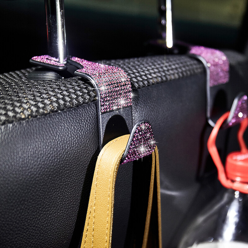 2gab mākslīgā dimanta automašīnas āķis, automašīnas slēptās automašīnas uzglabāšanas āķis Creative automašīnas sēdekļa āķis pakaramais Auto aksesuāri sievietēm