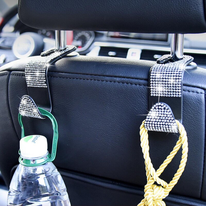 2gab mākslīgā dimanta automašīnas āķis, automašīnas slēptās automašīnas uzglabāšanas āķis Creative automašīnas sēdekļa āķis pakaramais Auto aksesuāri sievietēm
