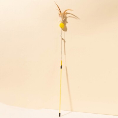 Cat Toys Feather Cat Stick Устойчива на ухапване стоманена тел Spring Feather Interactive Cats Toy with Bell Wool Ball Kitten Toy Sticks