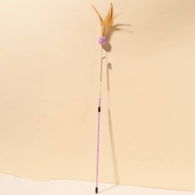 Cat Toys Feather Cat Stick Устойчива на ухапване стоманена тел Spring Feather Interactive Cats Toy with Bell Wool Ball Kitten Toy Sticks