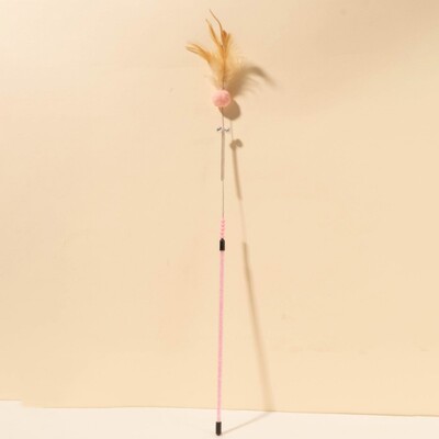 Cat Toys Feather Cat Stick Устойчива на ухапване стоманена тел Spring Feather Interactive Cats Toy with Bell Wool Ball Kitten Toy Sticks