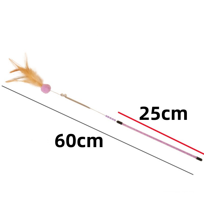 Kačių žaislai Plunksna Cat Stick Įkandimams atspari plieninė vielinė spyruoklinė plunksna Interaktyvus kačių žaislas su varpelio vilnos kamuoliuku kačiuko žaislinės lazdelės