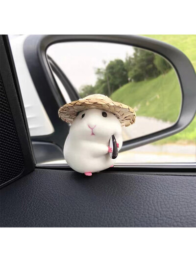 1 buc super drăguț personalizat pălărie de paie mașină hamster decorare interior mașină fereastră margine decorare interior mașină consolă centrală el