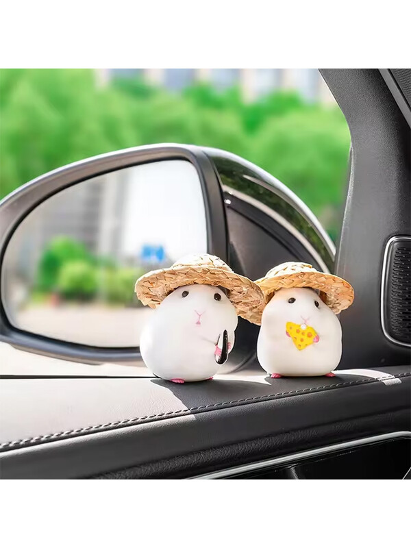 1 buc super drăguț personalizat pălărie de paie mașină hamster decorare interior mașină fereastră margine decorare interior mașină consolă centrală el