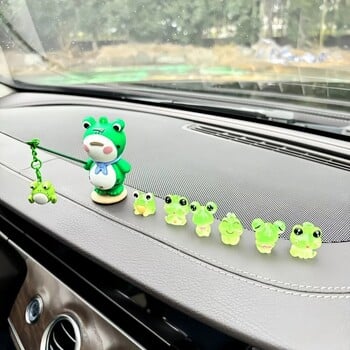 7Pcs Lonely Frog Noctilucent Car Accessories Cartoon Car Center Console Decoration OfficeDesk Computer Screen DecorationDollGift