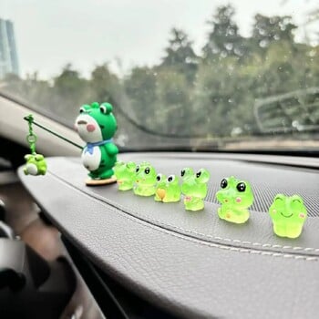 7Pcs Lonely Frog Noctilucent Car Accessories Cartoon Car Center Console Decoration OfficeDesk Computer Screen DecorationDollGift