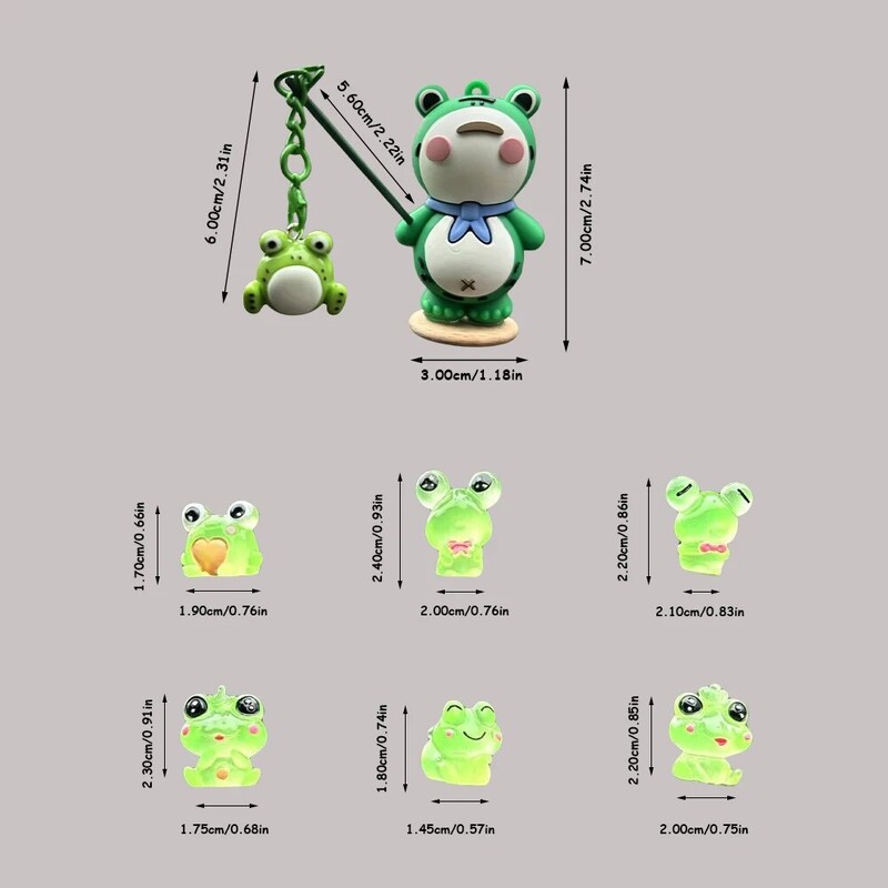 7 bucăți Lonely Frog Noctilucent Accesorii pentru mașină desene animate Consolă centrală pentru mașină Decorare Birou Birou Decorare ecran de computer PapusaCadou