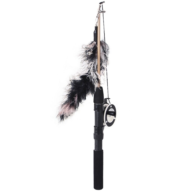 Kačių žvejybos lazdelė Ištraukiamas interaktyvus kačiuko erzinimo žaislas naminiams gyvūnėliams žuvies lazdelė Žuvies formos teleskopinė meškerė Kačių erzinimo žaislas