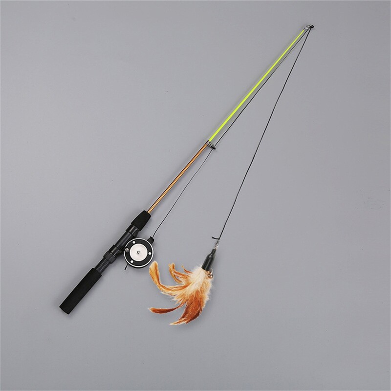 Meškerės kačių žaislinis skriemulys Teleskopinis meškerės kačių žaislas, rankinis ritės dizainas, tikroviškas žuvies dizainas, skirtas spardyti