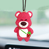 Figurină anime Disney din rășină roz căpșuni, ornamente pentru mașini, accesorii, drăguț, oglindă retrovizoare pentru agățat, decor pandantiv