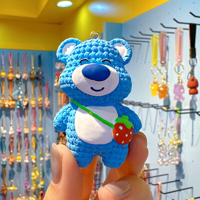 Figurină anime Disney din rășină roz căpșuni, ornamente pentru mașini, accesorii, drăguț, oglindă retrovizoare pentru agățat, decor pandantiv