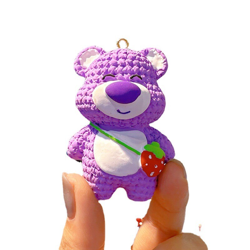 Figurină anime Disney din rășină roz căpșuni, ornamente pentru mașini, accesorii, drăguț, oglindă retrovizoare pentru agățat, decor pandantiv