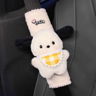 Karikatūra Sanrio automašīnas drošības jostas pārvalks plīša Pochacco auto drošības jostas plecu aizsargs, automašīnas salons